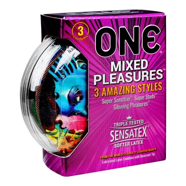 ONE Mixed Pleasures Condoms – 3 Styles Variety Pack (36 Condoms)