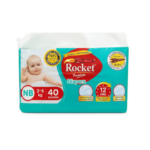 Rocket Premium Baby Diapers NB (2–5 kg) – Up to 12 Hours Protection